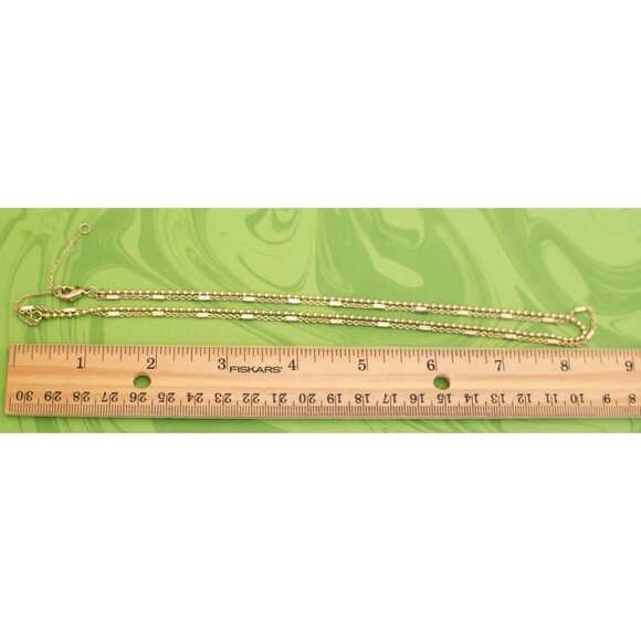 Vintage Double Gold Tone Chained Fashion Multi Strand Necklace 17 1/2 inch - W20 - Picture 3 of 3